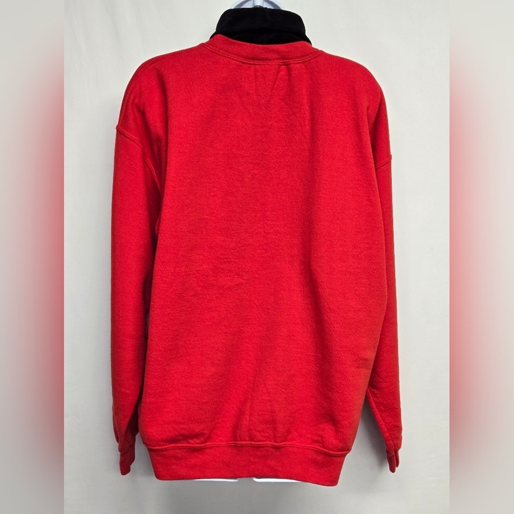 PFI Red Floral Turtleneck Sweater Sweatshirt L Velour Neck - Picture 3 of 4